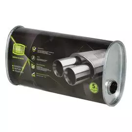 Глушитель универсальный (овальный) 131х221, L=430, d=50, смещение 45 мм (нержавеющая алюминизированная сталь) TRIALLI