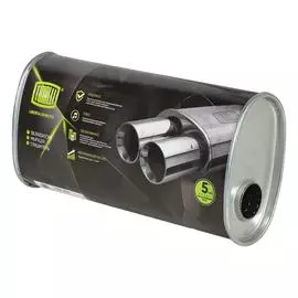 Глушитель универсальный (овальный) 131х221, L=430, d=50, смещение 45 мм (нержавеющая алюминизированная сталь) TRIALLI