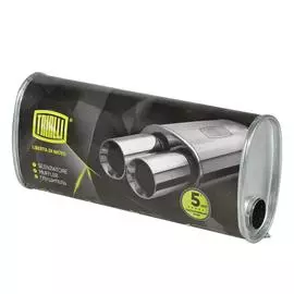 Глушитель универсальный (овальный) 131х221, L=485, d=50, смещение 62 мм (нержавеющая алюминизированная сталь) TRIALLI