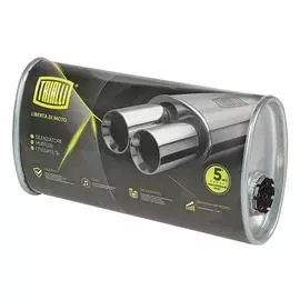 Глушитель универсальный (овальный) 97х171, L=330, d=42, смещение 28 мм (нержавеющая алюминизированная сталь) TRIALLI