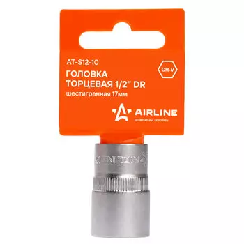 Головка торцевая 1/2" DR шестигранная 17мм пласт. подвес AIRLINE