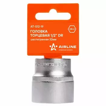 Головка торцевая 1/2" DR шестигранная 32мм пласт. подвес AIRLINE
