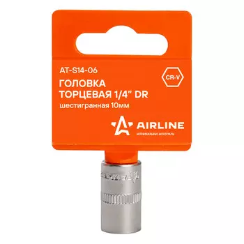 Головка торцевая 1/4" DR шестигранная 10мм пласт. подвес AIRLINE