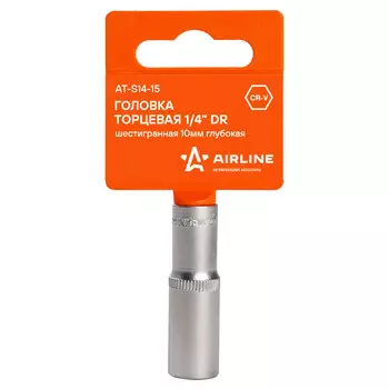 Головка торцевая 1/4" DR шестигранная 10мм глубокая пласт. подвес AIRLINE