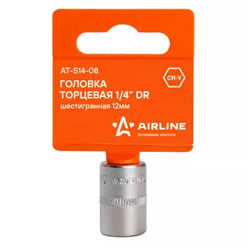 Головка торцевая 1/4" DR шестигранная 12мм пласт. подвес AIRLINE