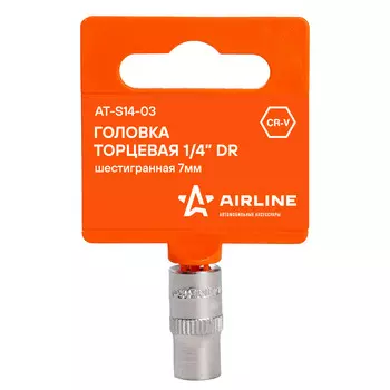 Головка торцевая 1/4" DR шестигранная 7мм пласт. подвес AIRLINE