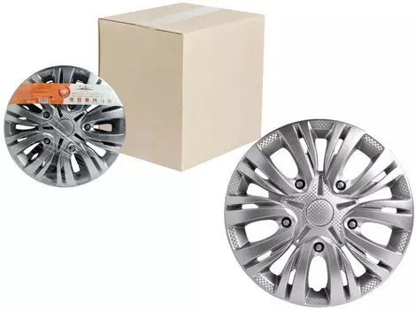 Колпаки колесные 13" "Лион", серебристый, карбон, компл. 2 шт. AIRLINE