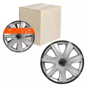 Колпаки колесные 14" "Джой +", серебристо-черный, карбон, компл. 2 шт. AIRLINE