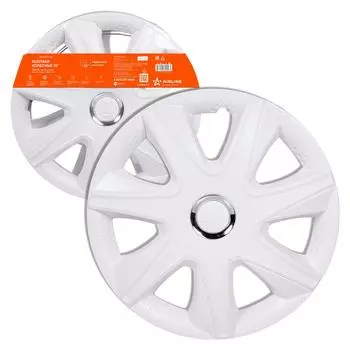 Колпаки колесные 15" "Джой", белый глянец, хром кольцо, компл. 2 шт. AIRLINE