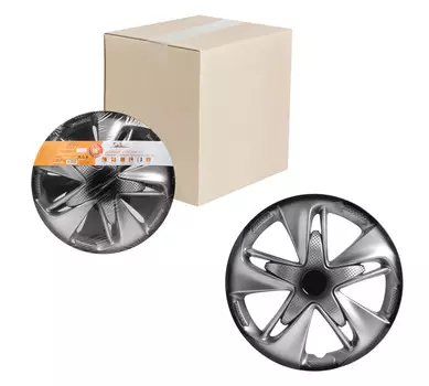 Колпаки колесные 15" "Супер Астра +", серебристо-черный, карбон, компл. 2 шт. AIRLINE
