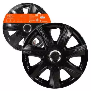 Колпаки колесные 16" "Джой", черный глянец, хром кольцо, компл. 2 шт. AIRLINE