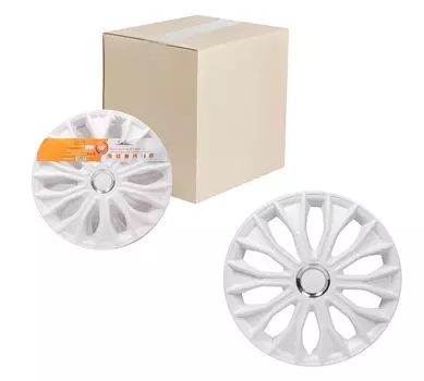 Колпаки колесные 16" "Волтек", белый глянец, хром кольцо, компл. 2 шт. AIRLINE