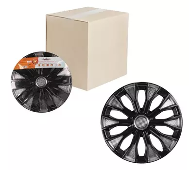 Колпаки колесные 16" "Волтек Т", серебристый/черный, карбон, компл. 2 шт. AIRLINE