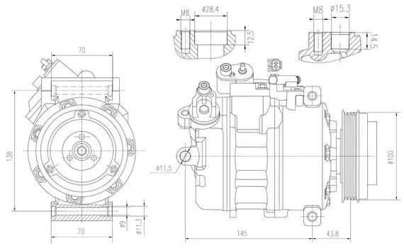 Компрессор кондиционера для автомобилей BMW 5 (E60) (03-)/7 (E65) (03-) LUZAR