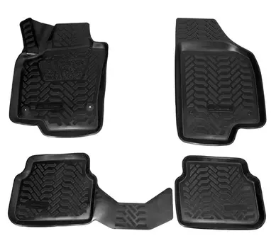 Ковры для VW Tiguan (07-16), 4 шт., (крепеж), выс.борт, 3D с подпятником, ТЭП, черн. AIRLINE
