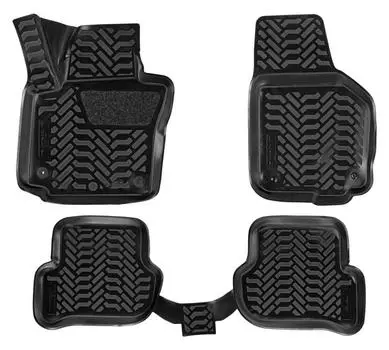 Ковры для Skoda Yeti (09-), 4 шт., (крепеж), выс. борт, 3D с подпятником, ТЭП, черн. AIRLINE