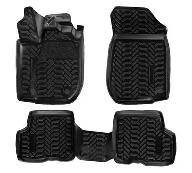 Ковры для Renault Sandero II/Stepway (14-), 4 шт., (крепеж), выс. борт, 3D с подпятником, ТЭП, черн. AIRLINE