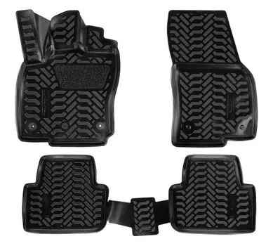 Ковры для VW Tiguan II (16 -), 4 шт., (крепеж), выс. борт, 3D с подпятником, ТЭП, черн. AIRLINE