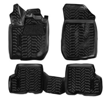 Ковры для Renault Logan II (14-), 4 шт., (крепеж), выс. борт, 3D с подпятником, ТЭП, черн. AIRLINE