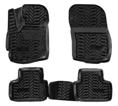 Ковры для Mitsubishi ASX (10-), 4 шт., выс. борт, 3D с подпятником, ТЭП, черн. AIRLINE
