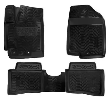 Ковры для Kia Rio III (11-17), 4 шт., (крепеж), выс. борт, 3D с подпятником, ТЭП, черн. AIRLINE