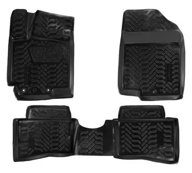 Ковры для Hyundai Solaris I (10-17), 4 шт., (крепеж), выс. борт, 3D с подпятником, ТЭП, черн. AIRLINE