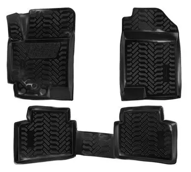 Ковры для Hyundai Solaris II (17-)/Kia Rio IV (06.2017-), 4 шт., (крепеж), выс. борт, 3D с подпятником, ТЭП, черн. AIRLINE