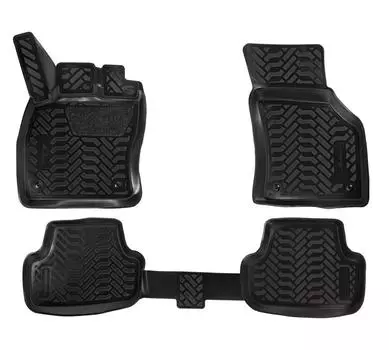 Ковры для VW Golf VII (12-), 4 шт., выс. борт, 3D с подпятником, ТЭП, черн. AIRLINE