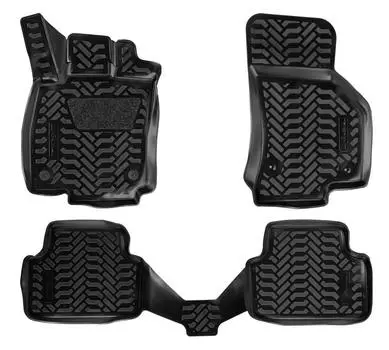Ковры для Skoda Octavia (A7) (13-), 4 шт., (крепеж), выс. борт, 3D с подпятником, ТЭП, черн. AIRLINE