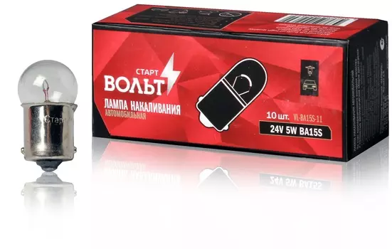 Лампа накаливания 24V 5W BA15S StartVolt