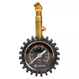 Манометр стрелочный металл. 7АТМ диам. 50мм обрезин. с клапаном сброса PRO AIRLINE