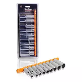 Набор головок торцевых 1/2" DR шестигранных 9пр. глубоких (10,11,12,13,14,15,17,19,22мм) AIRLINE