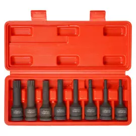 Набор головок ударн. 1/2" 78мм внешний SPLINE 8 пр. (M5,M6,M8,M10,M12,M14,M16,M18) пласт. кейс AIRLINE