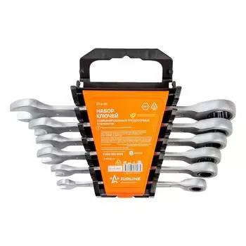 Набор ключей комбинир.трещот. 6 предм. (8,10,12,13,14,17мм) пласт.держат. AIRLINE