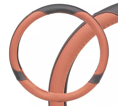 Оплетка на руль, искусственная кожа, коричневая/черная, 38 см / M AIRLINE