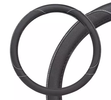 Оплетка на руль, искусственная кожа с перфорацией, черная, 38 см / M AIRLINE