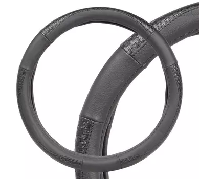 Оплетка на руль, искусственная кожа с тиснением,черная, 40 см / L AIRLINE