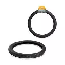 Оплетка на руль комбинированная, гладкая/рельфная кожа, черная, 37-39 см/М AIRLINE