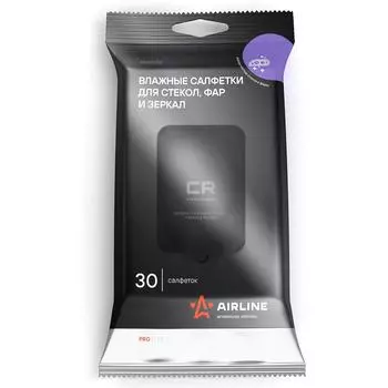 Салфетки влажные для стекол, фар и зеркал PRO (30 шт.) AIRLINE