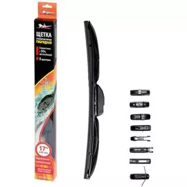 Щетка стеклоочистителя 430 мм (17") гибридная, 3 адаптера AIRLINE