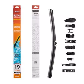Щетка стеклоочистителя бескаркасная PRO 475мм (19") 10 адаптеров AIRLINE