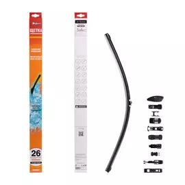 Щетка стеклоочистителя бескаркасная PRO 650мм (26") 10 адаптеров AIRLINE