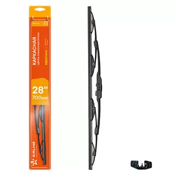 Щетка стеклоочистителя 700 мм (28") каркасная, 1 адаптер AIRLINE