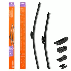Щетки стеклоочистителя 650/475мм (26"/19") бескаркасные,C-Max 07/10,Mondeo 07/13,Velar 13-,Passat 14-,A3 13-,BMW 5 17-,BMW 7 08/15,15-, 2 шт. 5 типов адптр AIRLINE