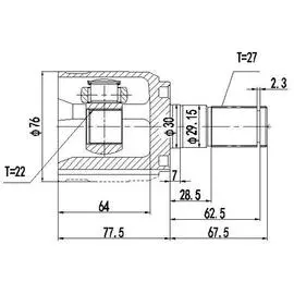 ШРУС внутренний для автомобилей Solaris (10-)/(17-)/Rio (11-)/(17-) 1.4i/1.6i 6AT TRIALLI