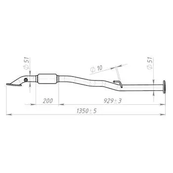 Труба приёмная для а/м Chevrolet Lanos (97-) длин. с отв. для датч. (алюминизированная сталь) TRIALLI