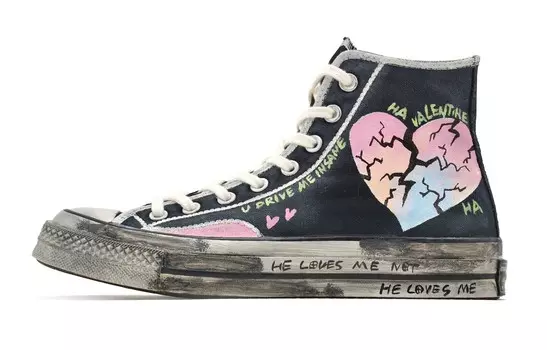 1970-е годы Холщовые кеды унисекс с высоким берцем розового цвета Converse, черный