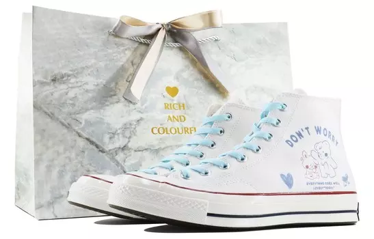 1970-е годы Кеды унисекс с высоким берцем розового/синего цвета Converse