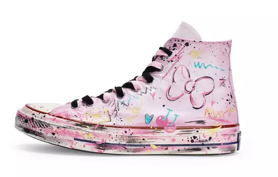 1970-е годы. Кеды унисекс с высоким берцем, белые/розовые. Converse