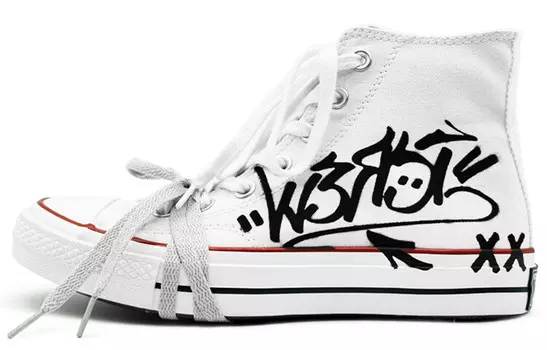 1970-е годы Кеды унисекс с высоким берцем бежевые/черные Converse